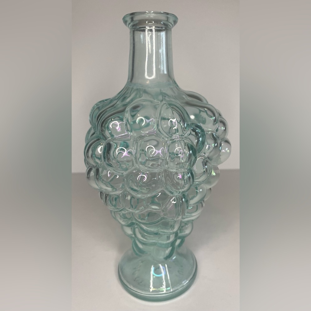 Vintage Vetreia Etrusca Aqua Glass Decanter Carnival Grapes Made in Modder Italy
